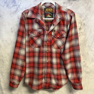 Dixxon Flannel Co Mr Horsepower Shirt Mens XS 18.5x27 Red Long Sleeve Snap